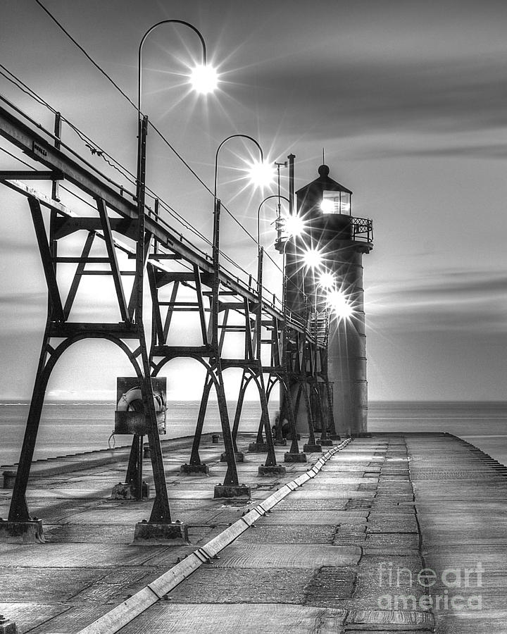 Black And White Photograph - South Haven Light by Twenty Two North Photography