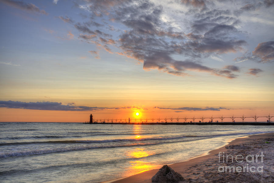 Sunset Photograph - South Haven Lighthouse by Scott Wood