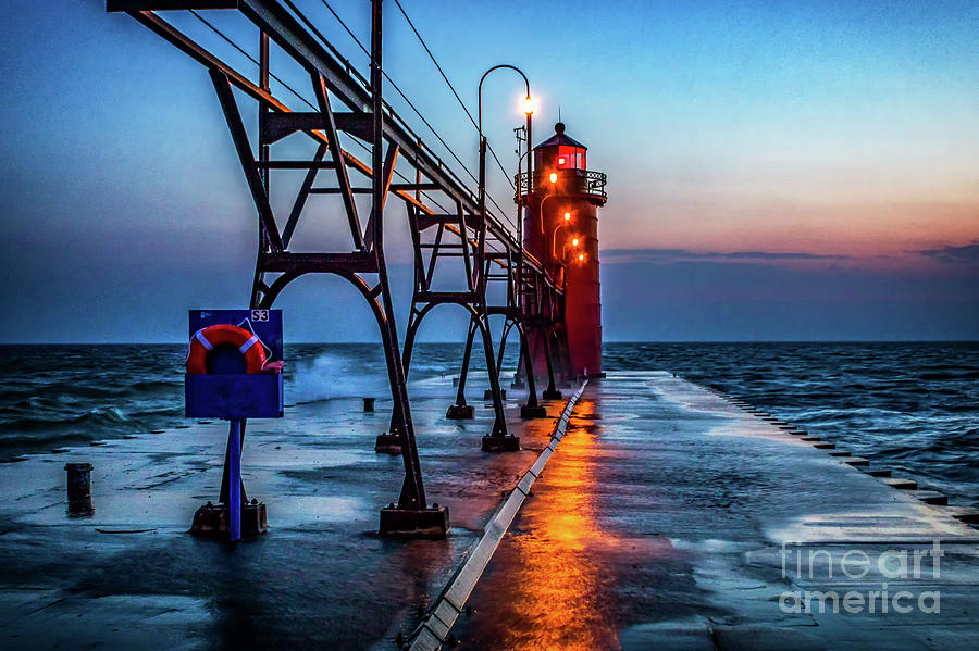 South Haven Pier Light Photograph by Nick Zelinsky Jr