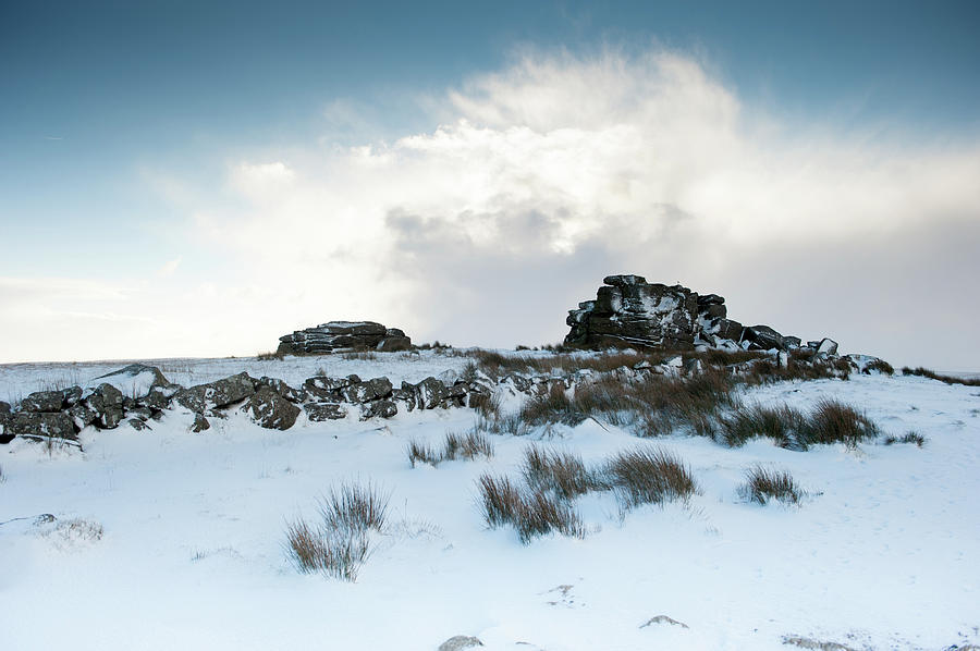 South Hessary Tor in the Snow ii Photograph by Helen Jackson