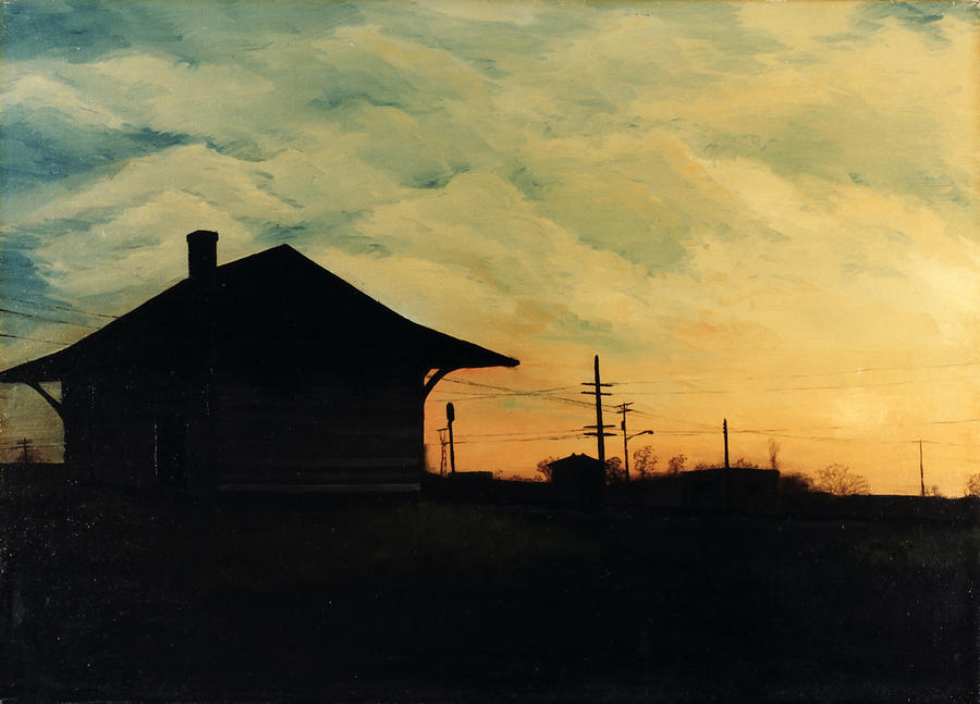Sunset Painting - South Holland Train Station by William Russell Nowicki