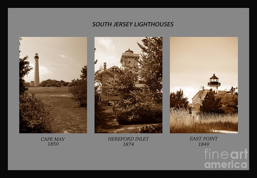 South Jersey Lighthouses In Sepia Photograph by Skip Willits