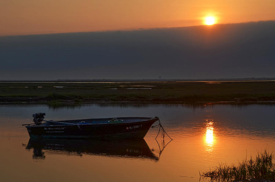 Boat Photograph - South Jersey Sunrise - Fishing Boat by Bill Cannon