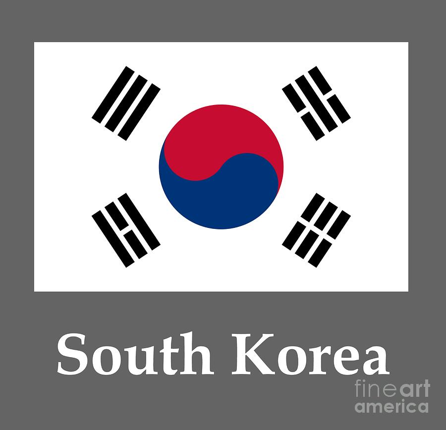 Flag Digital Art - South Korea Flag And Name by Frederick Holiday