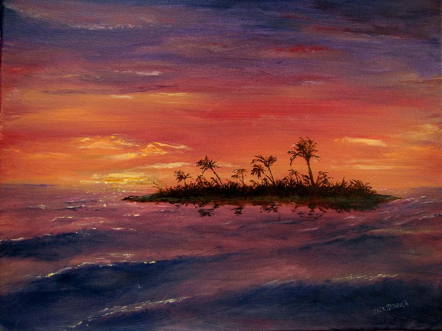 South Pacific Atoll Painting by Jack Skinner