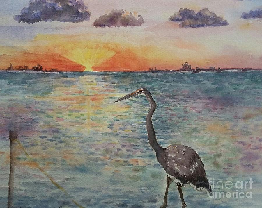 South Padre Sunset Painting by Lynn Maverick Denzer