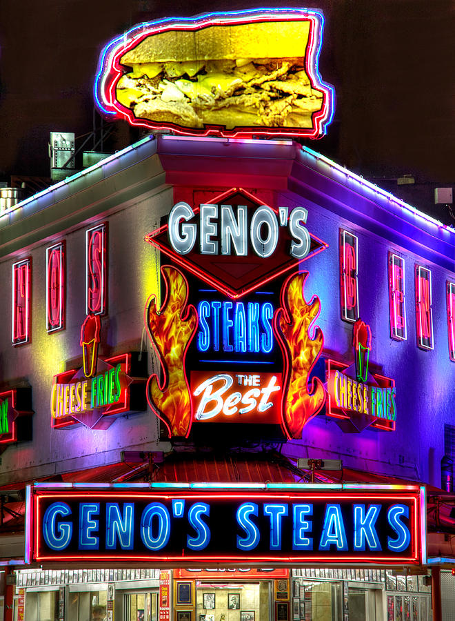 South Philly Skyline - Genos Steaks-1 - Ninth and Passyunk in South Philadelphia Photograph by Michael Mazaika