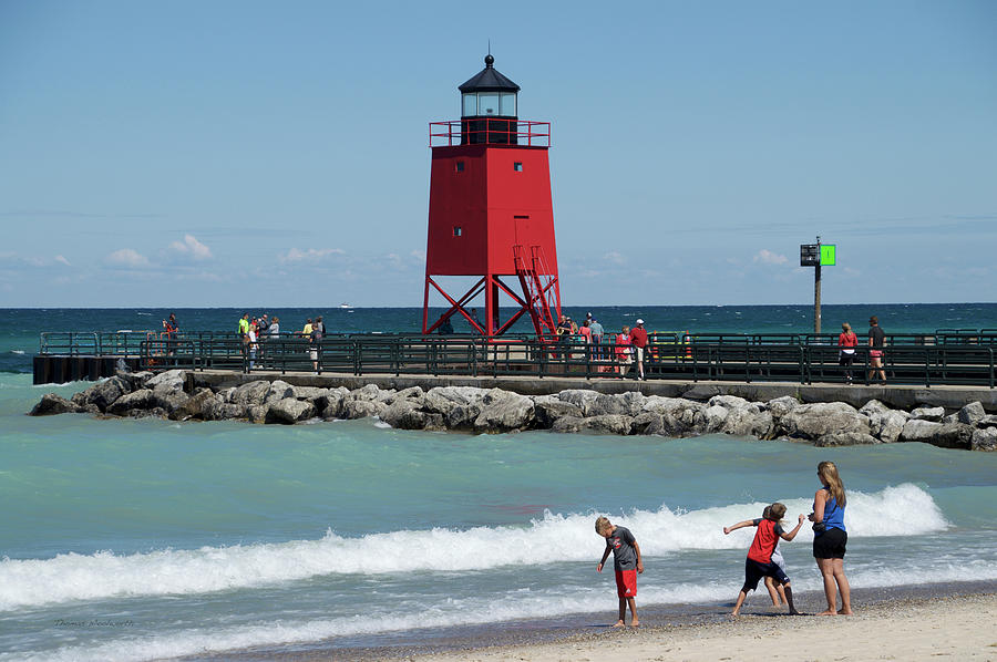 South Pier Light Tower Charlevoix Michigan 01 Photograph by Thomas Woolworth