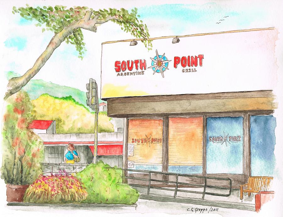 South Point Restaurant, West Hollywood, California Painting by Carlos G Groppa