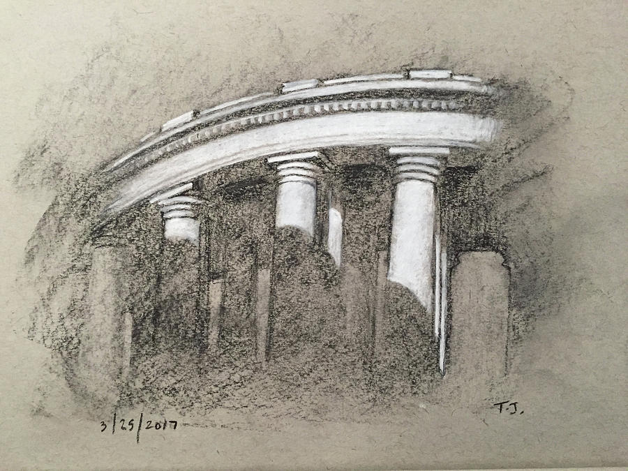 South Portico of St. Peters Square Drawing by Timothy Jones