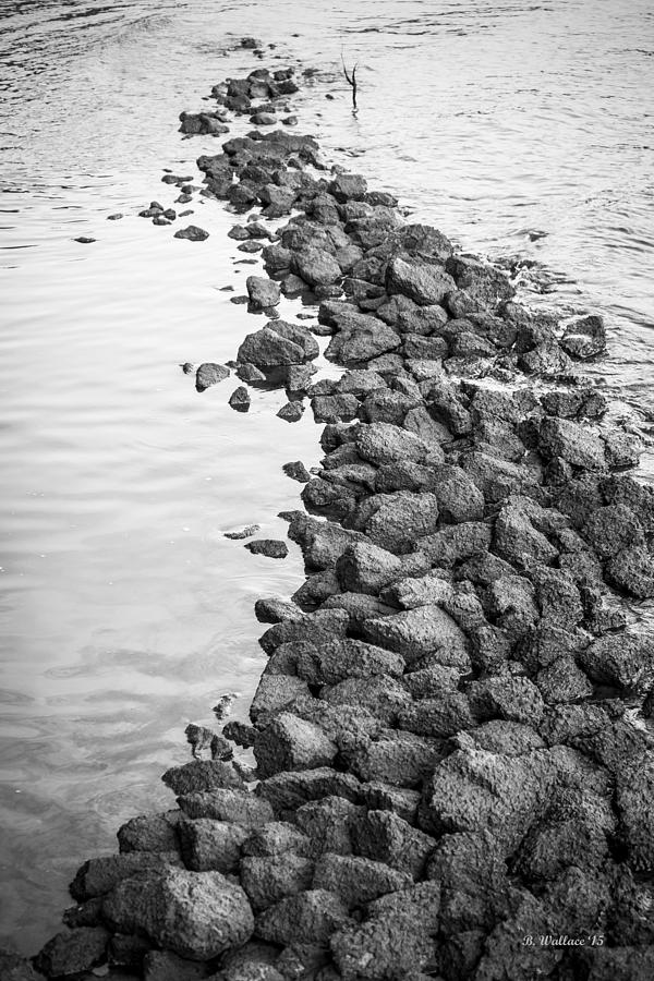 South River Rock Shoal - BW Photograph by Brian Wallace