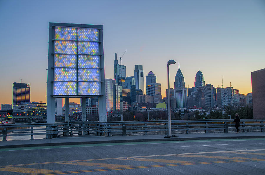 South Street Bridge City View - Philadelphia Photograph by Bill Cannon