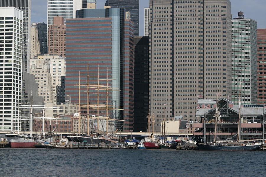 South Street Seaport from Brooklyn Photograph by Christopher J Kirby