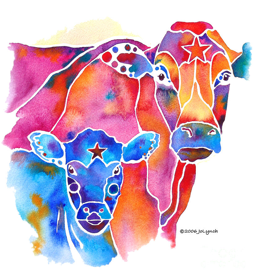 Abstract Painting - South West Cow and Calf by Jo Lynch