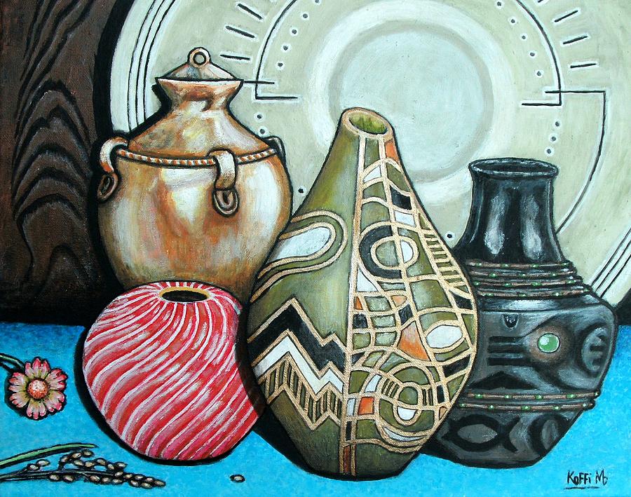 South West pottery 2 Painting by Koffi Mbairamadji - Fine Art America