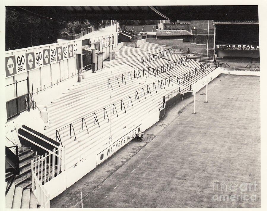 Southampton - The Dell - Archers Road Terrace 1 - BW - 1960s Photograph by Legendary Football Grounds