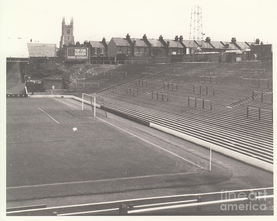 Southend United - Roots Hall - South End Terrace 1 - BW - 1960s Photograph by Legendary Football Grounds