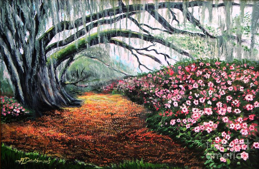 Southern Charm Oak and Azalea Painting by Pat Davidson
