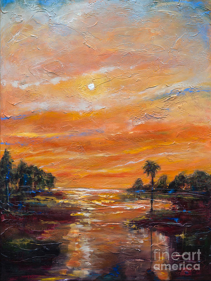 Southern Landscape at Sunset Painting by Linda Olsen