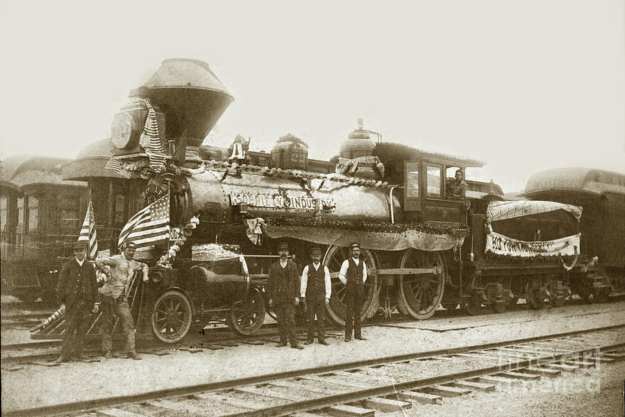 Southern Pacific Photograph - Southern Pacific. R/R locomotive /engine # 225 at Pacific Grove circa 1888 by Monterey County Historical Society