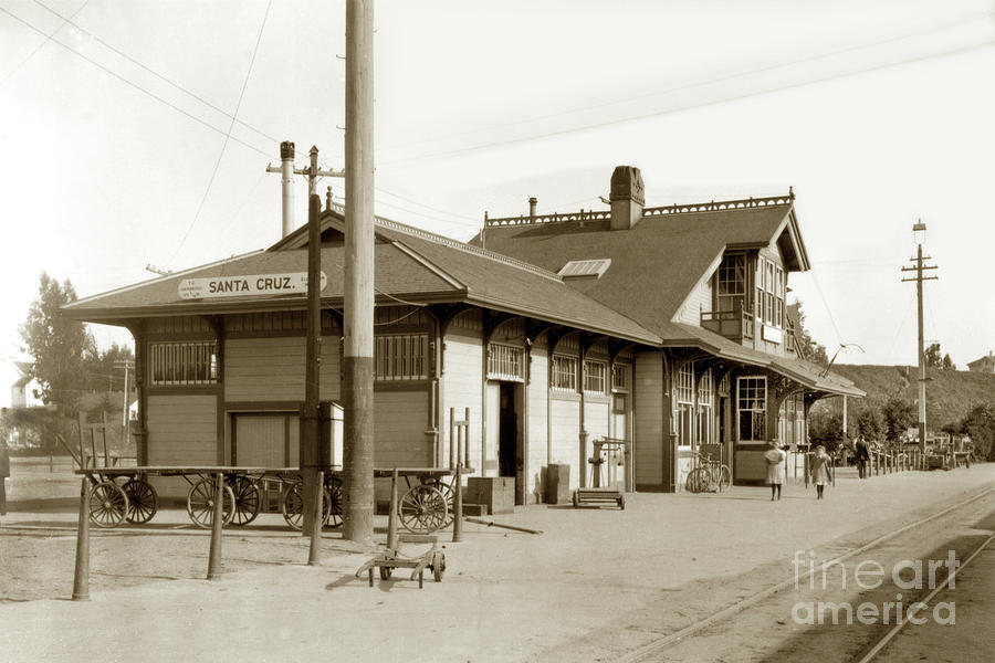 Santa Cruz Photograph - Southern Pacific Santa Cruz Railroasd Depot 1912 by Monterey County Historical Society