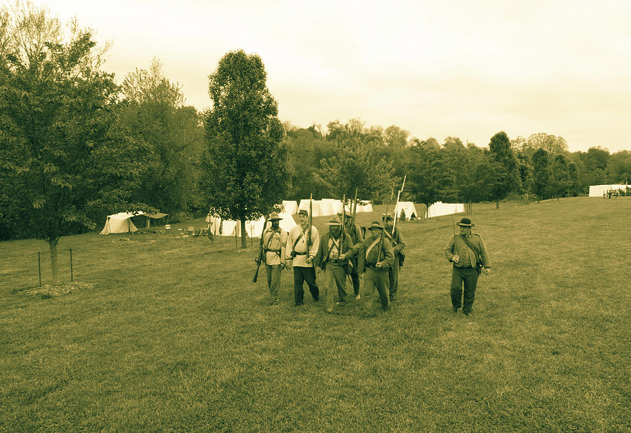 Southern Soldiers Marching Sepia Photograph by Star City SkyCams