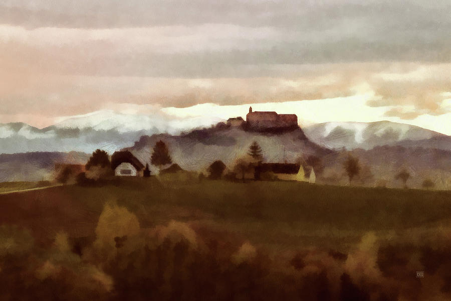Southern Styria with Castle Riegersburg Painting by Menega Sabidussi