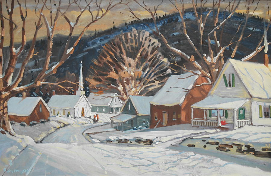 Southern Vermont Village Painting by Len Stomski