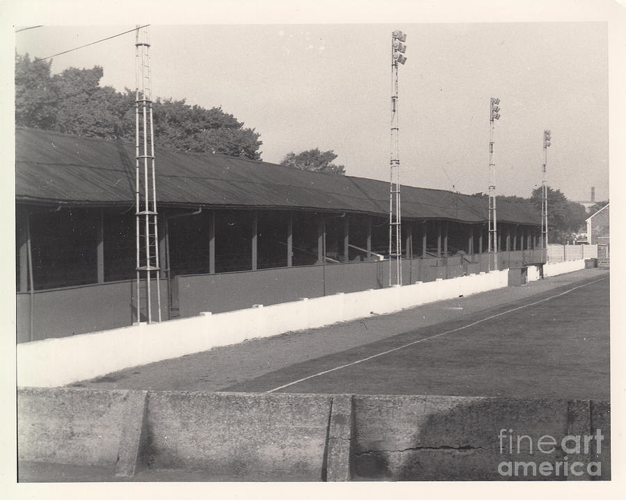 Southport FC - Haig Avenue - Old Main Stand - BW - Early 60s Photograph by Legendary Football Grounds