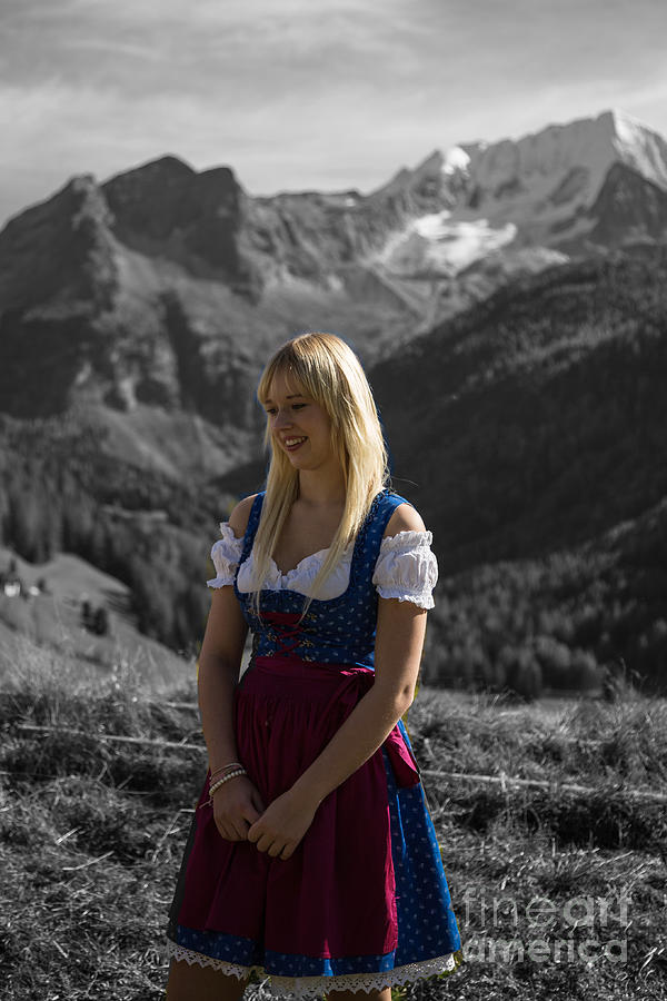 Southtyrolean Girl Dressed in a Dirndl                                           Dirndl Photograph by Eva Lechner