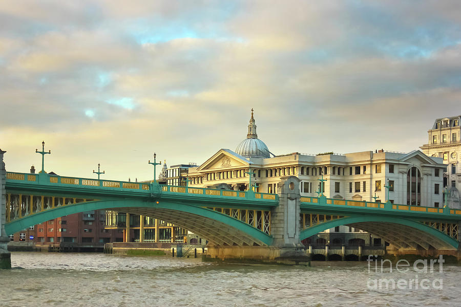Southwark Bridge and St Pauls Cathedral Photograph by Terri Waters
