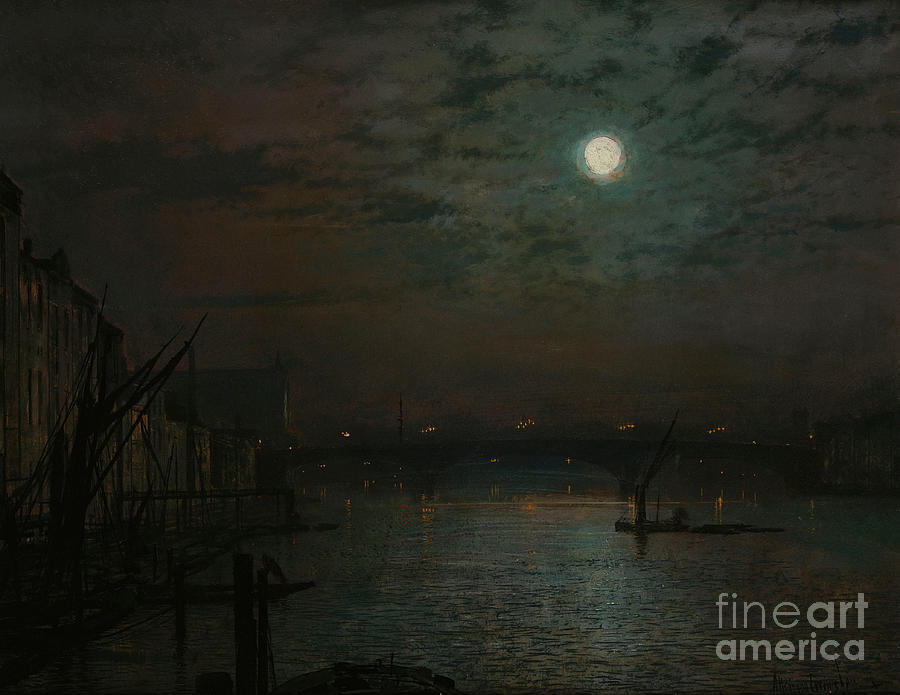 Southwark Bridge by Moonlight Painting by John Atkinson Grimshaw