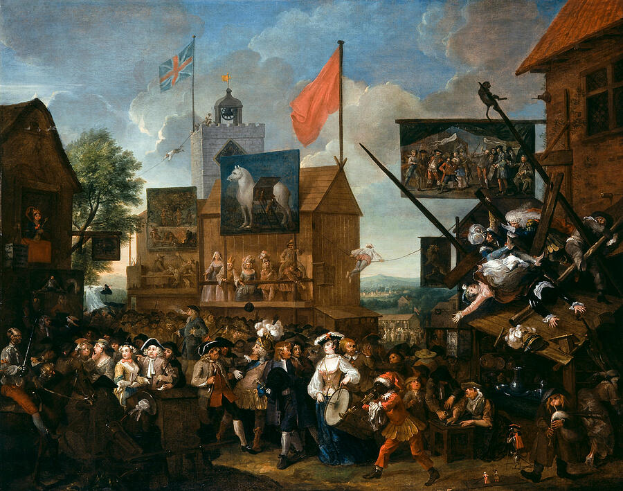Southwark Fair, from 1733 Painting by William Hogarth