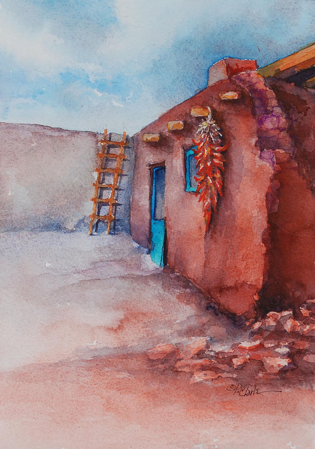 Watercolor Painting - Southwest Adobe Ristra by Donna Pierce-Clark
