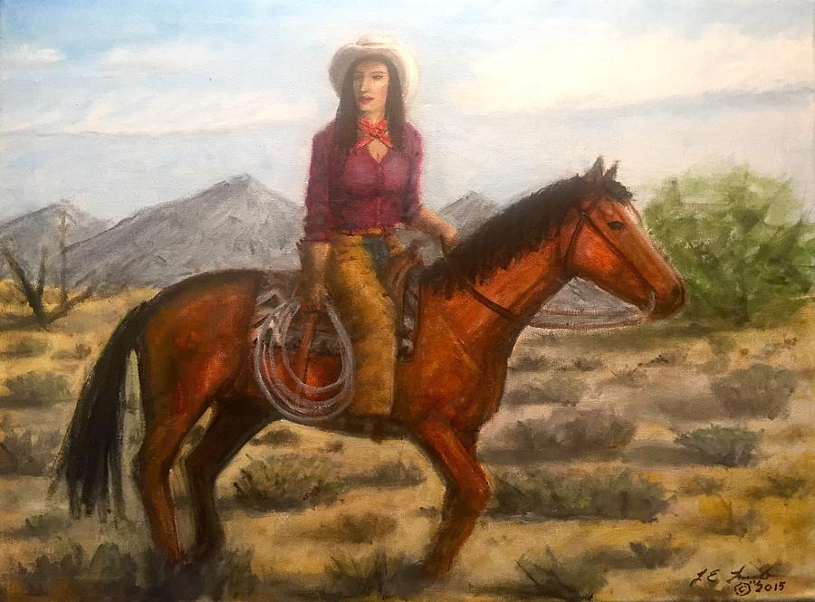 Southwest Art For Sale Painting - Southwest Cowgirl by Larry Lamb