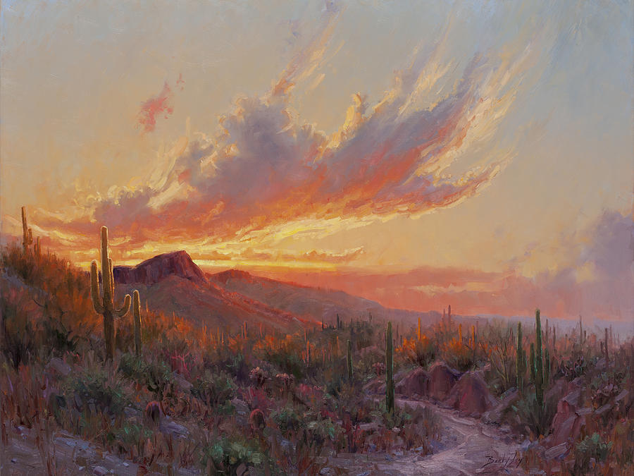 Southwest Desert Sunset Painting by Becky Joy