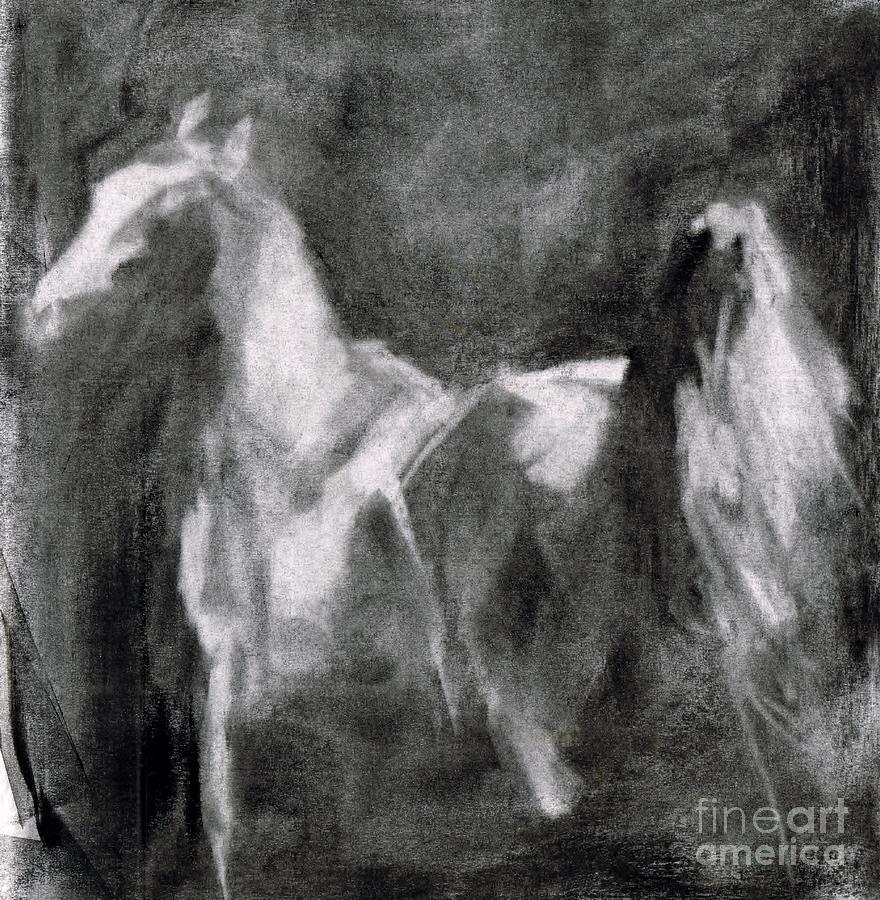 Southwest Horse Sketch Painting by Frances Marino