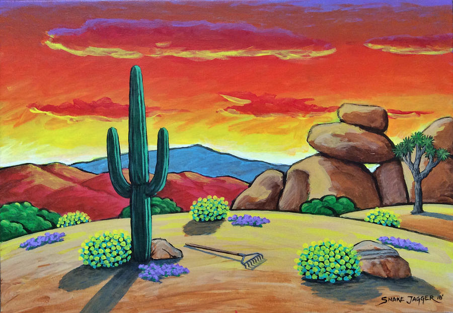 Sunset Painting - Southwest Sunrise by Snake Jagger