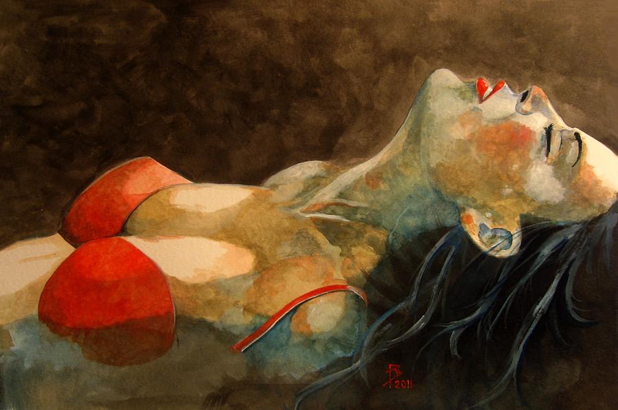 Soutien-gorge rouge Painting by Ray Agius