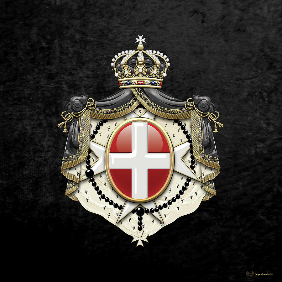 Sovereign Military Order of Malta Coat of Arms over Black Velvet Digital Art by Serge Averbukh