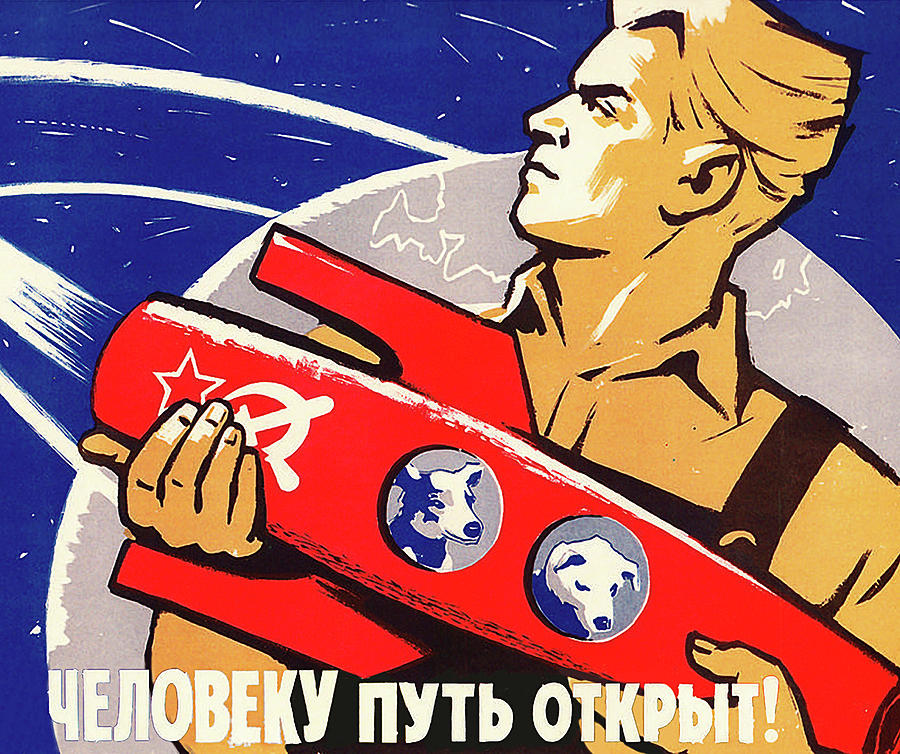 Soviet propaganda from space race era Painting by Long Shot