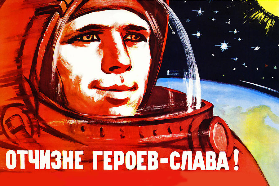 Soviet space astronaut is looking at the stars Painting by Long Shot