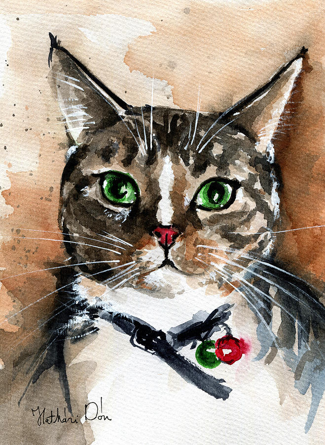 Cat Painting - Sox the Rescued Tabby Cat by Dora Hathazi Mendes