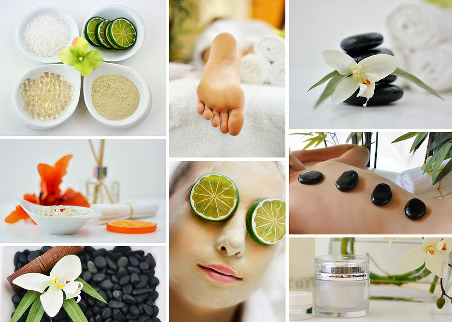Lime Photograph - Spa Massage Facial Collage by Serena King