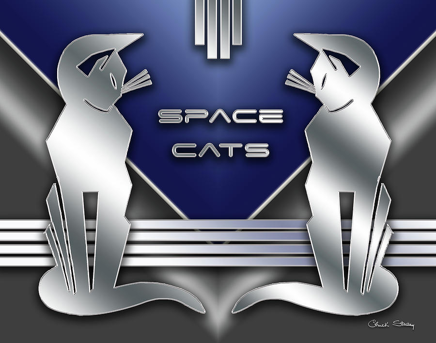 Space Cats Digital Art by Chuck Staley