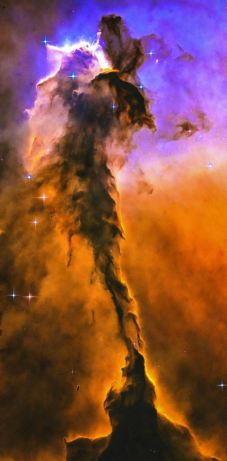 Space Photograph - Space image Eagle Nebula orange purple bue by Matthias Hauser