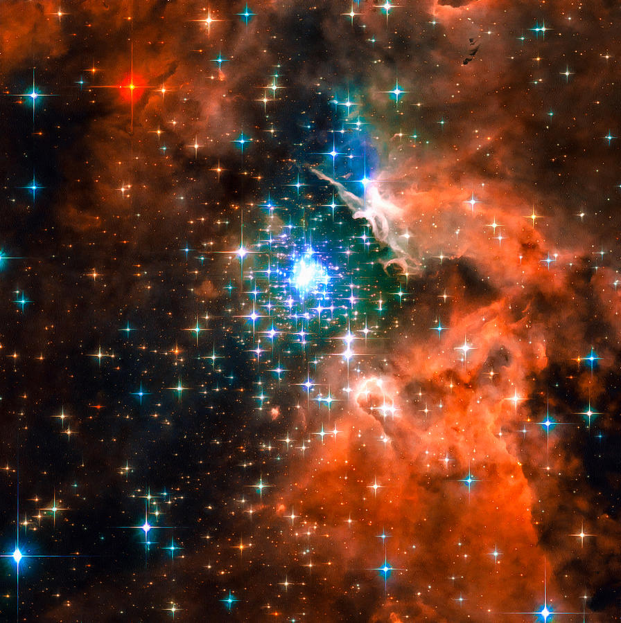 Space image star cluster orange blue Photograph by Matthias Hauser
