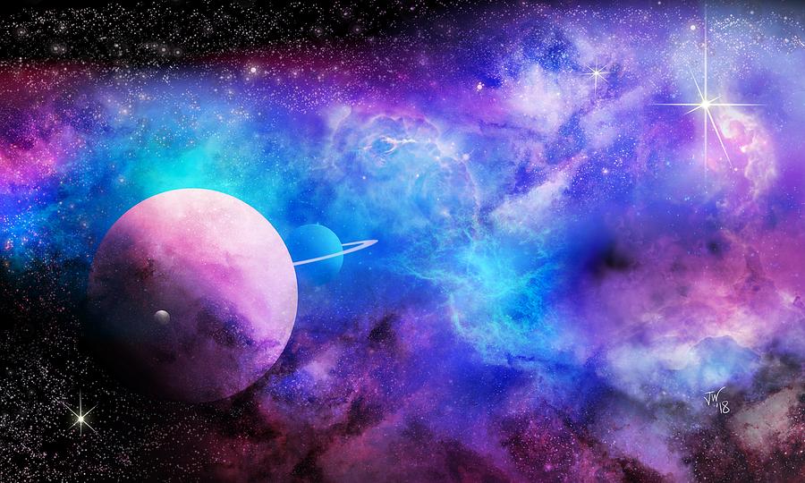 Space nebula and planets Digital Art by John Wills