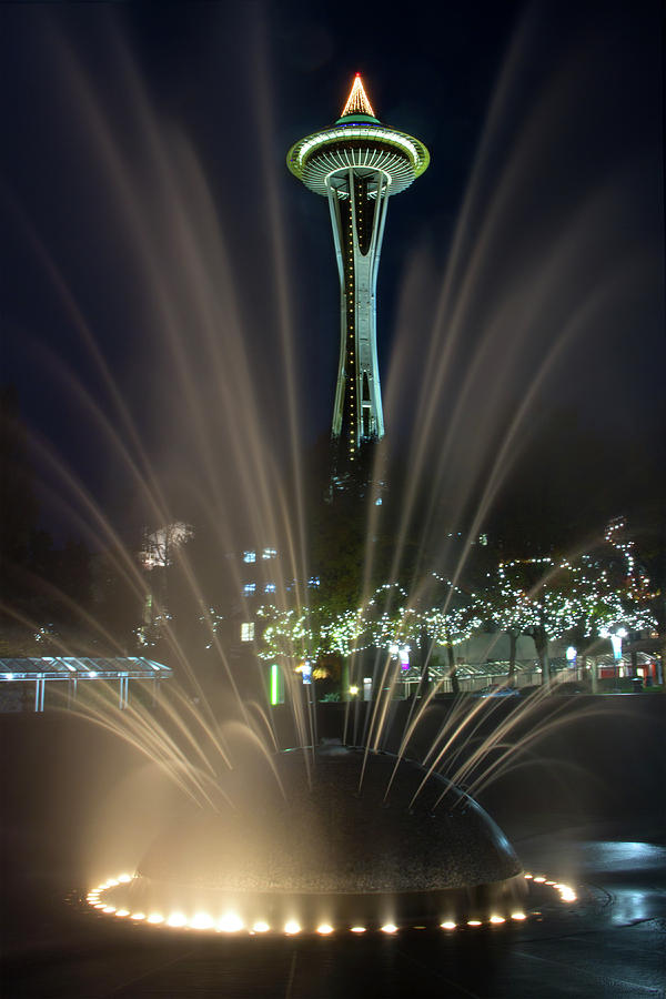 Space Needle and International Fountain Photograph by Linda Gayle ...