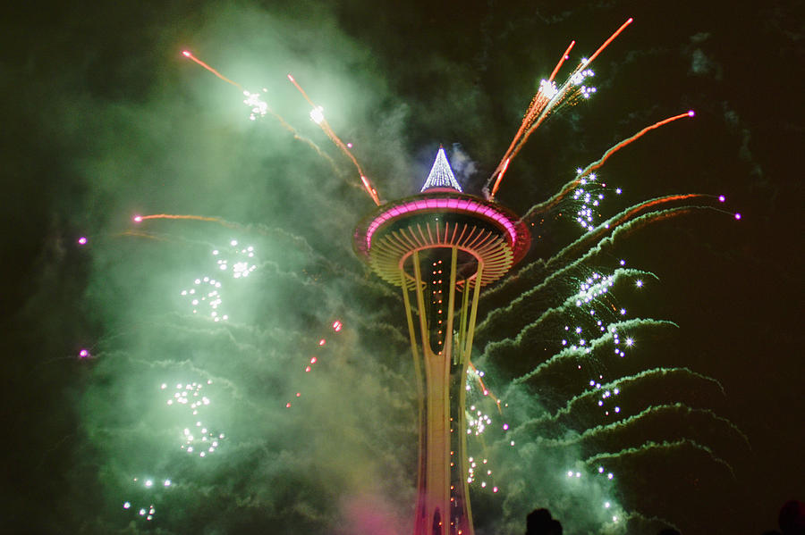 Space Needle Fireworks 5 Photograph by Stephen Rowles Pixels